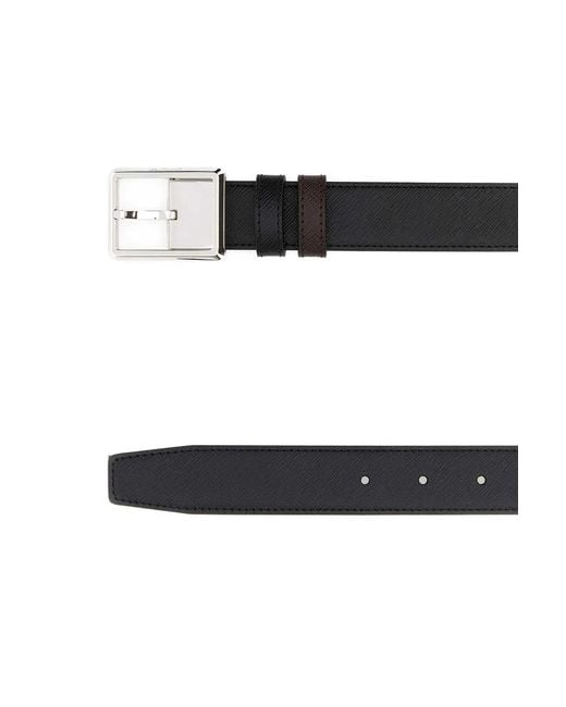 Montblanc White Rectangular Formal/Ebony 30Mm Reversible Lea for men