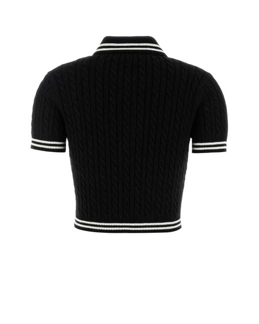 Alessandra Rich Black Cotton Blend Knitted Polo