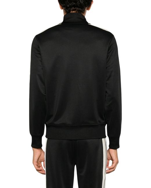 Palm Angels Black Logo Embroidered Zipped Sweatshirt for men