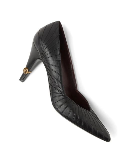 Versace Black Leather Flat Shoes
