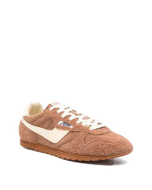 Autry Pink Leather Logo Patch Flat Shoes for men