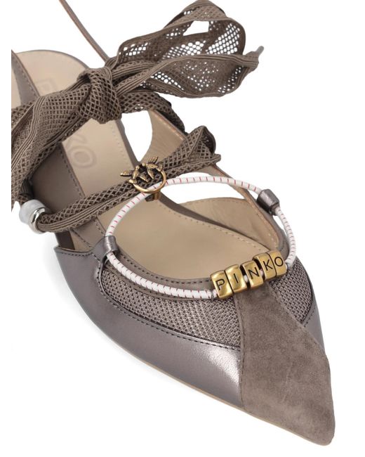 Pinko Multicolor Leather Sandal And Mesh Details