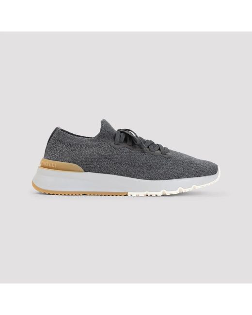 Brunello Cucinelli Gray Lavagna Textile Sneakers for men