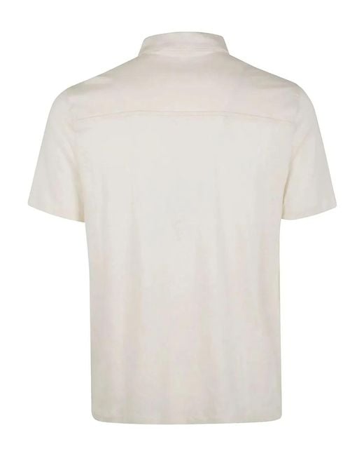 Majestic White Linen Short Sleeves Polo Shirt for men