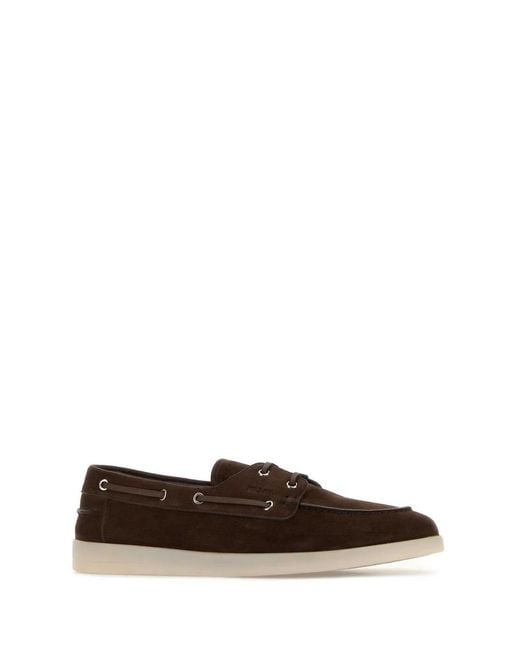 Prada Brown Suede Loafers for men