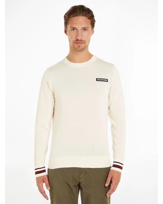 Tommy Hilfiger Natural Global Stripe Pullover With Logo for men
