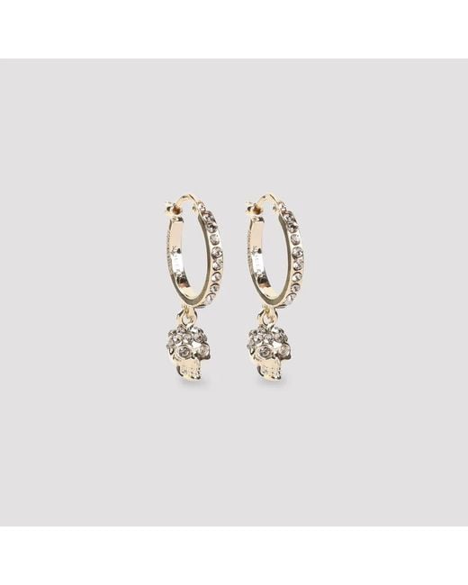 McQueen Metallic Tone Crystal Skull Earrings