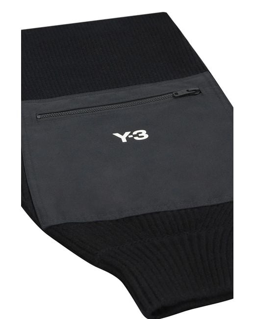Y-3 Black Knitted Wool Scarf for men