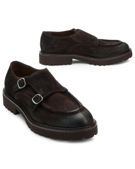 Doucal's Black Leather Moccasins for men