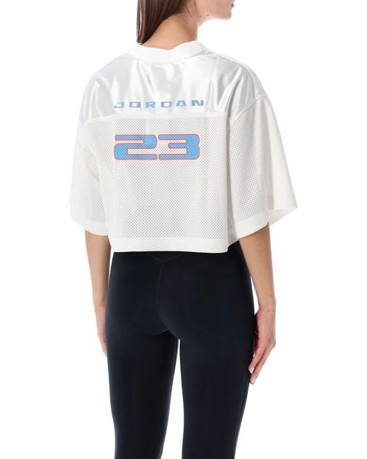 Nike White Jordan Brooklyn Cropped Mesh Jersey Top