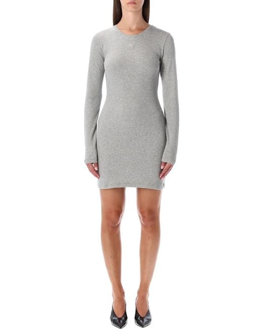 MARINE SERRE Gray Moon Logo Mini Dress