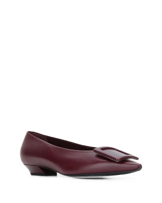 Roger Vivier Purple Buckle-Detail Pointed-Toe Ballet Flats