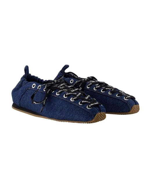 Ganni Blue Lace Up Sporty Ballerinas