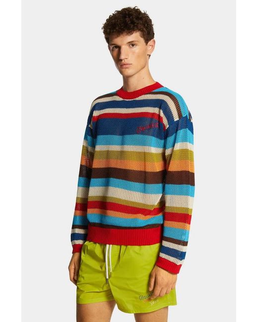 DSquared² Red Cotton Pullover for men