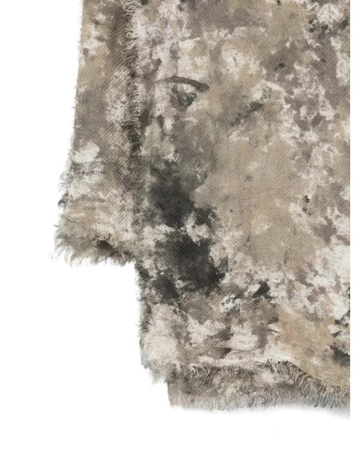 Avant Toi White "Zola" Camouflage Effect Modal Linen Silk Scarf 130X135 for men