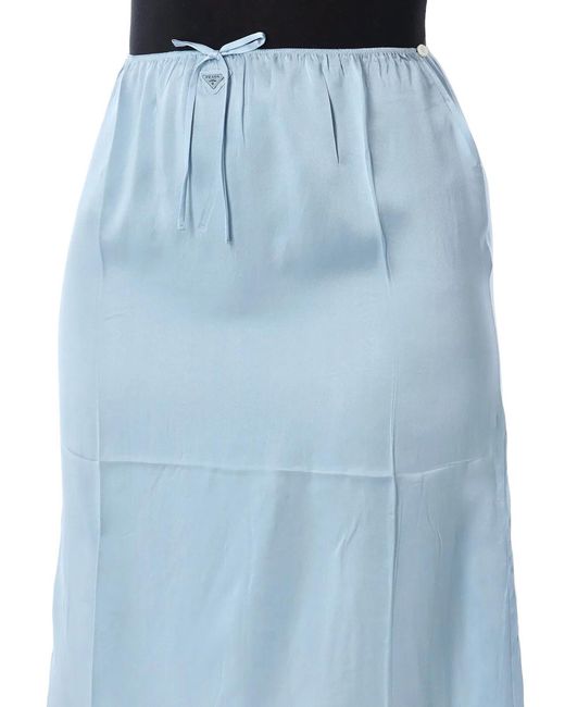 Prada Blue Light Silk Slip Skirt