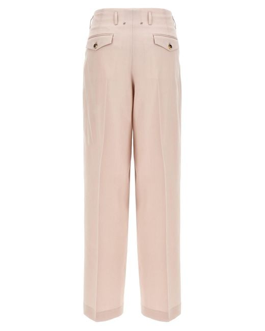 Golden Goose Deluxe Brand Natural Wide-Leg Wool Pants With Pleats