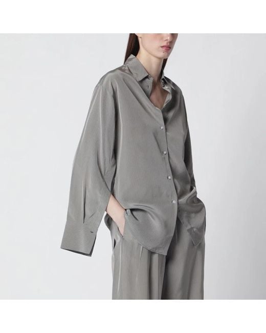 Rohe Gray Light Striped Oversized Shirt