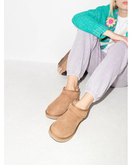 Ugg Brown Classic Ultra Mini Suede Boots For