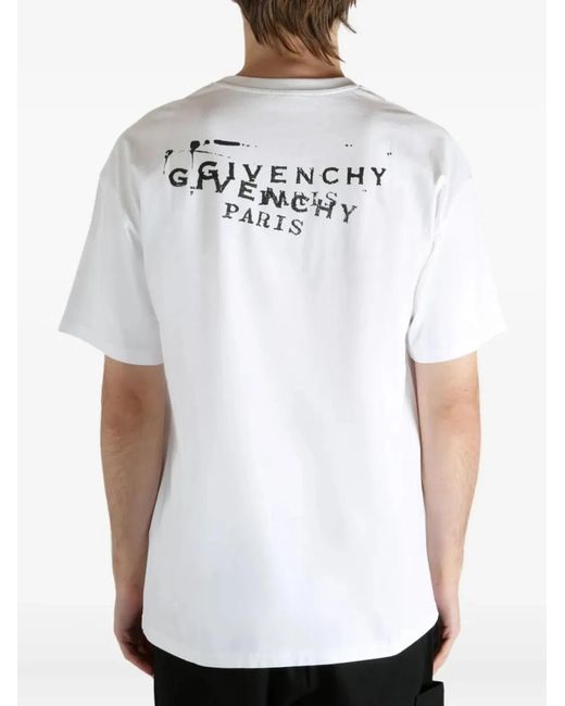 Givenchy White Stamp Cotton T-Shirt for men