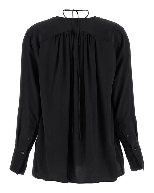 Victoria Beckham Black 'Gather Detail Tie' Blouse