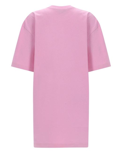 MSGM Women's Pink Abito T-Shirt Con Logo