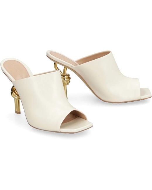 Bottega Veneta White Knot Leather Mules