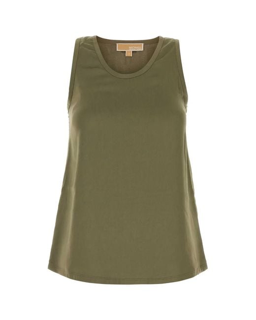 MICHAEL Michael Kors Green Michael By Michael Kors Satin Tank Top