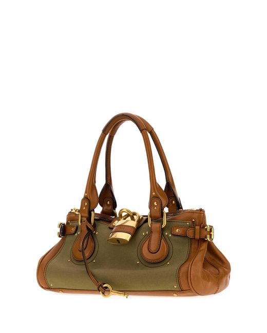 Chloé Metallic Two-Tone Canvas And Leather Paddington Shoulder Bag