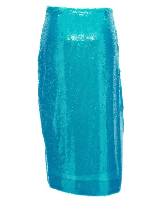 Ganni Blue Sequin Midi Skirt