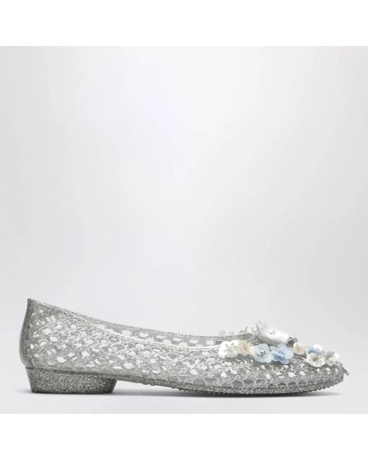 HEAVENLY JELLY Metallic Hibiscus Ballet Flats