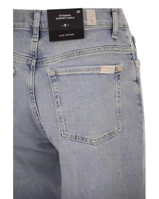 7 For All Mankind Gray Stovepipe Straight Ankle Jeans