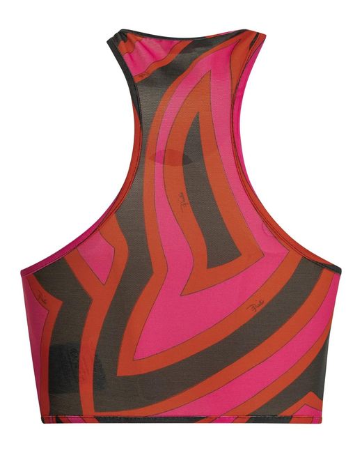Emilio Pucci Red Marmo Fuchsia Polyamide Elastan Crop Top