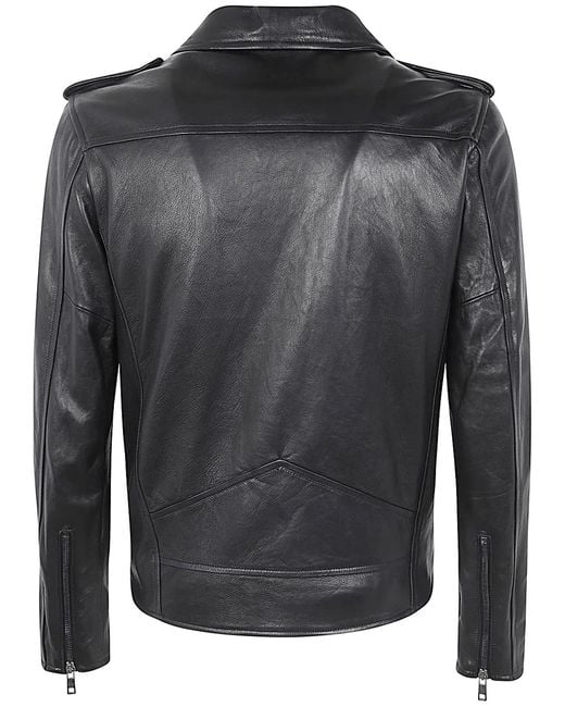 Giorgio Brato Black Eco Sheepskin Biker Jacket for men