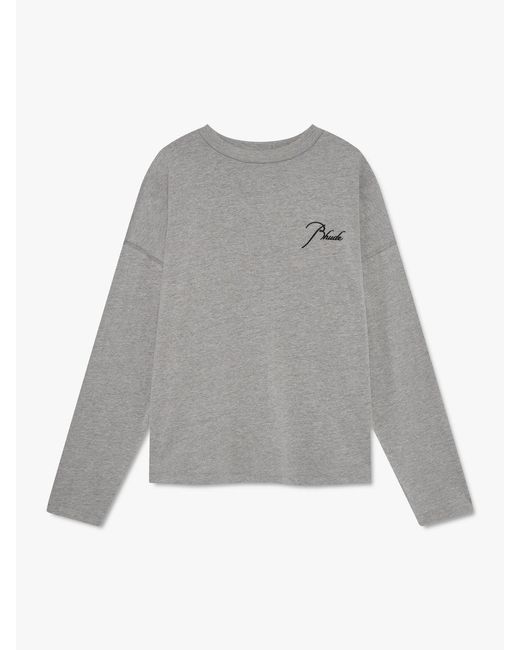 Rhude Gray Classique Reverse Ls Tee for men