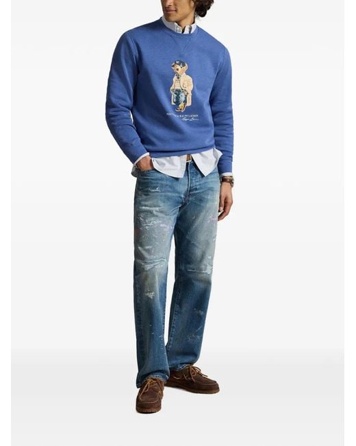 Polo Ralph Lauren Blue Polo Bear Fleece Pullover for men