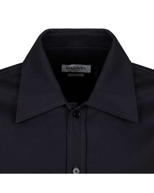 Lanvin Blue Steel Cotton Blend Shirts for men