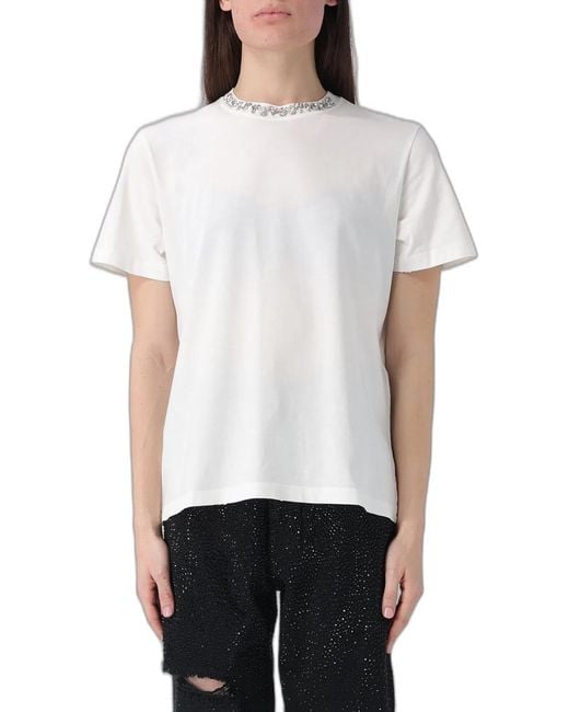 Golden Goose Deluxe Brand White Crystal-Detail T-Shirt