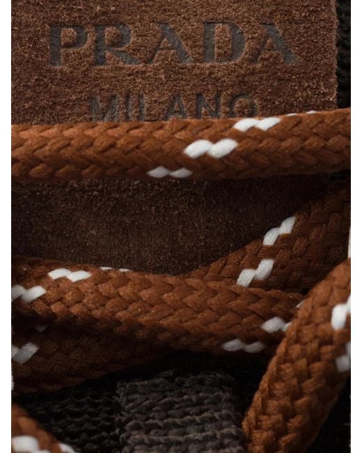 Prada Brown Leather Rete Tech Sneakers