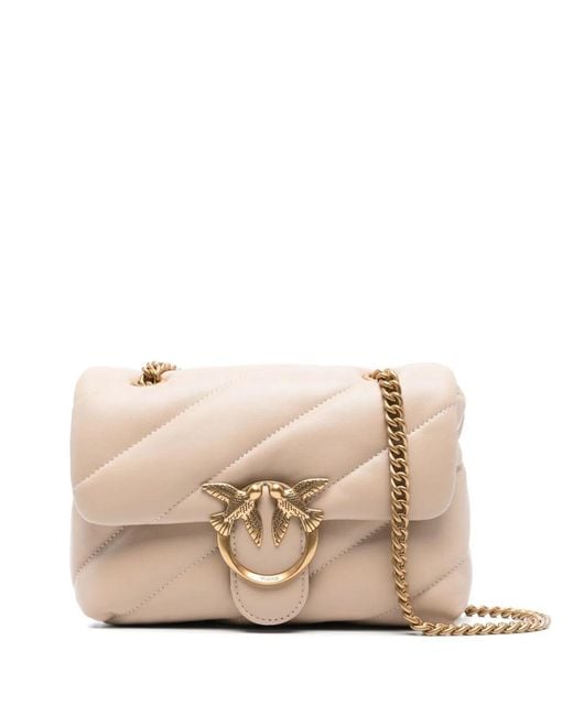 Pinko Natural Grigio Leather Shoulder Bag