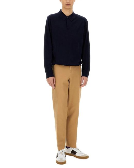 Paul Smith Blue Merino Wool Polo Shirt for men