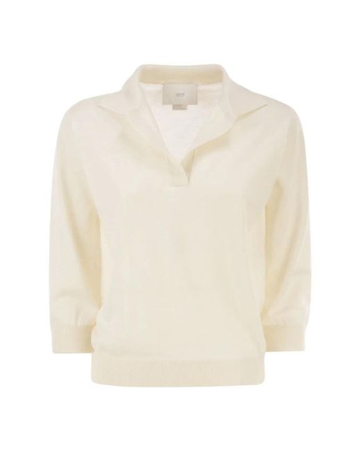 Vanisé White Cashmere And Silk Knitted Polo