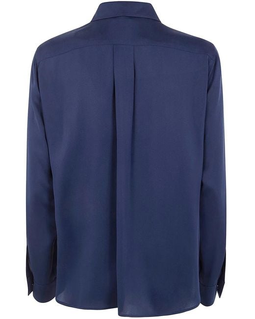 Max Mara Blue "Mxmcolmo" Silk Scarf Shirt