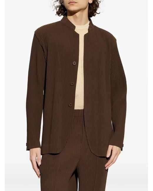 HOMME PLISSÉ Brown Homme Plisse Homme Plisse Issey Miyake Button Plissé Jacket for men