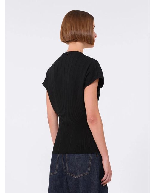 Max Mara Black Ribbed Viscose Sweater