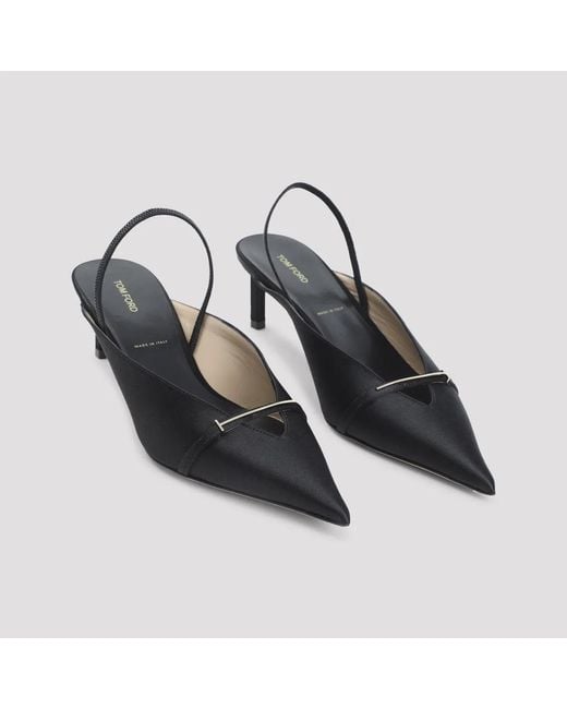 Tom Ford Black Satin Viscose Mules