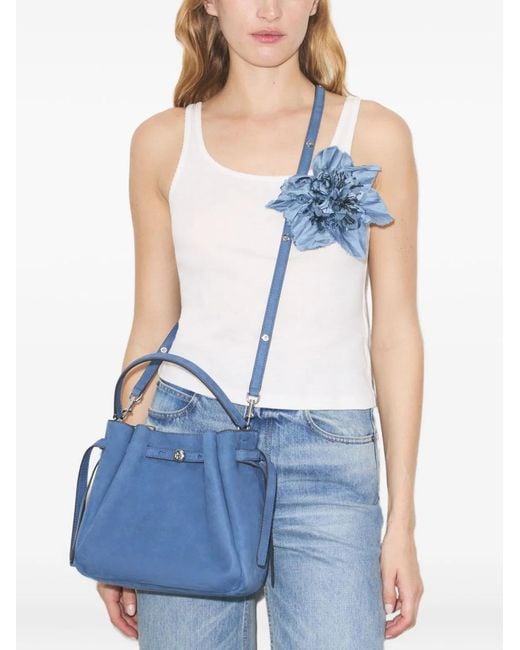 Tory Burch Blue Romy Leather Bucket Bag
