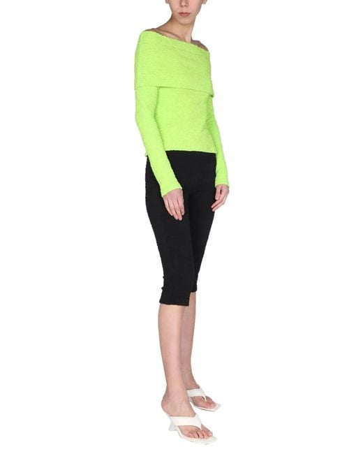 MSGM Green Boat Neck Top