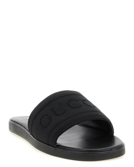 Gucci Black Jacquard Logo Slides for men