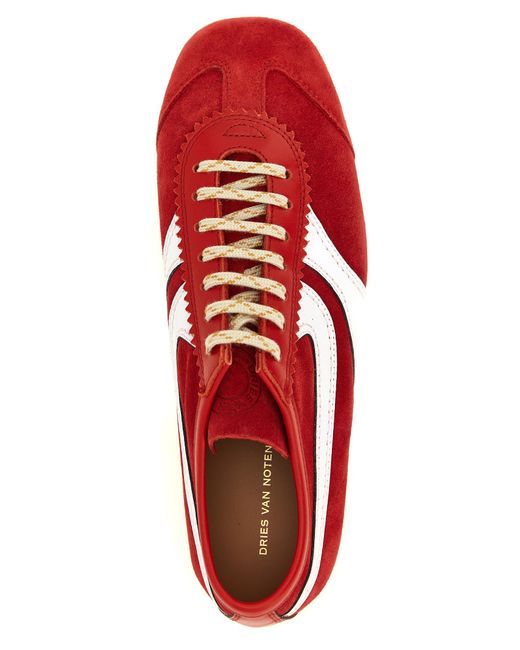 Dries Van Noten Red Suede Sneakers